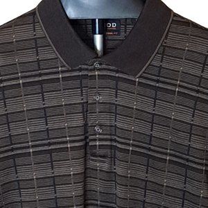 Izod Polo Shirt Mens XL Golfing XFG Golf Cotton Cool FX Brown Tan Linear Print